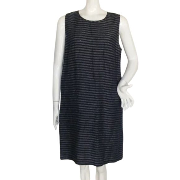 J.JILL Love Linen Dress, M, Blue, stripes, Shift, Sleeveless, Pullover - Picture 1 of 12